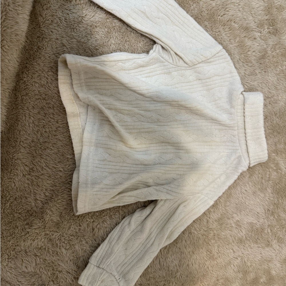 SHEIN Cream Cowl Neck Sweater with Ribbed Texture